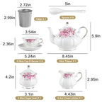 Gold Rim Floral Tea Set (22Pc)