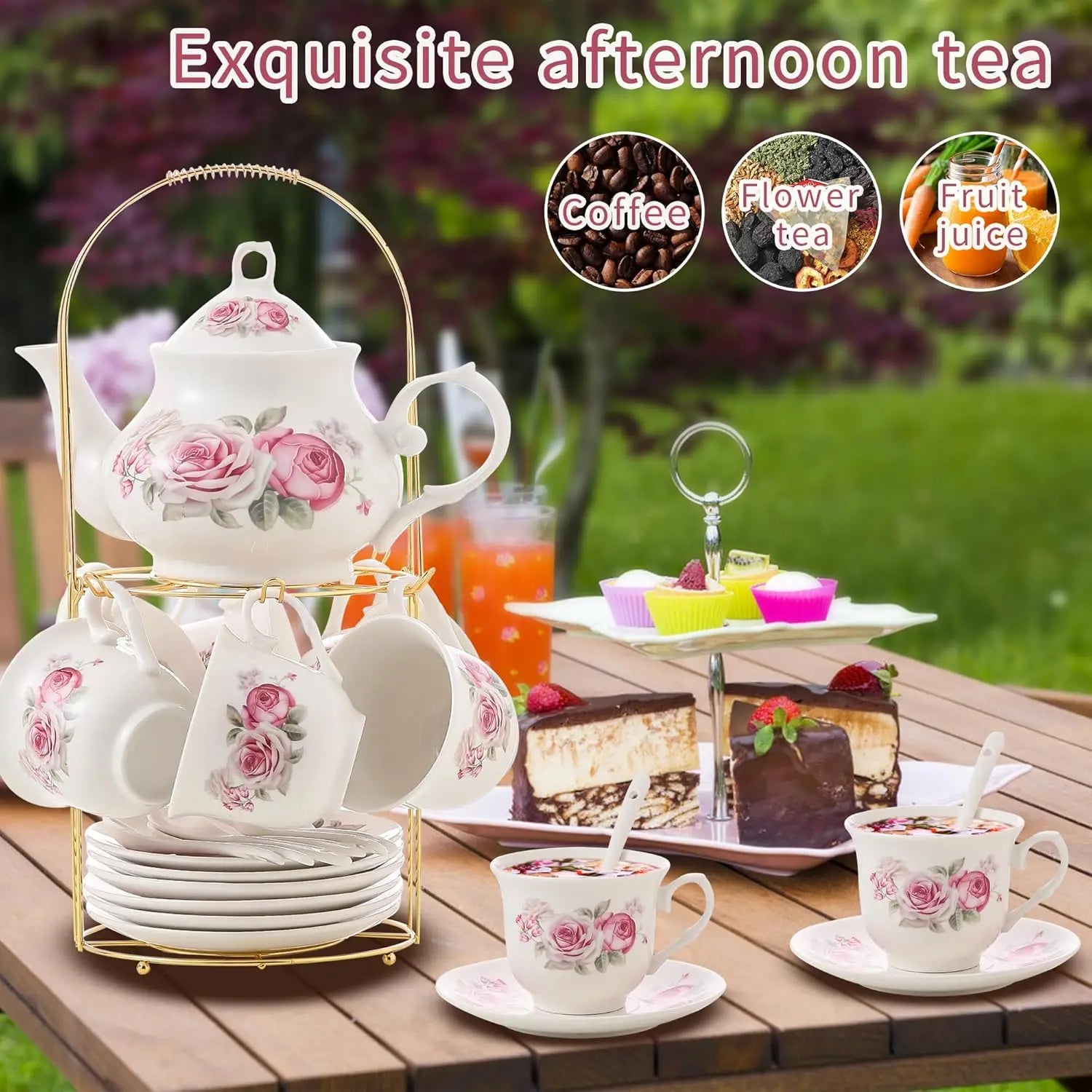 Porcelain Tea Set with Rack (20Pc)