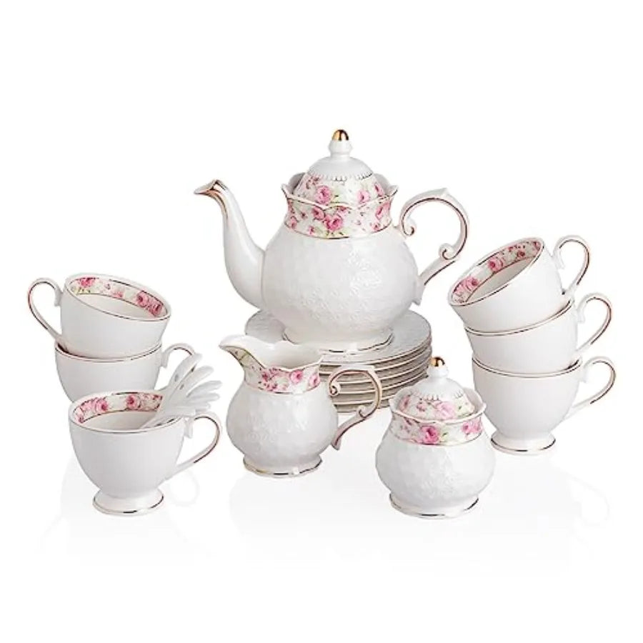 Gold Trim Tea Set (2Pc)