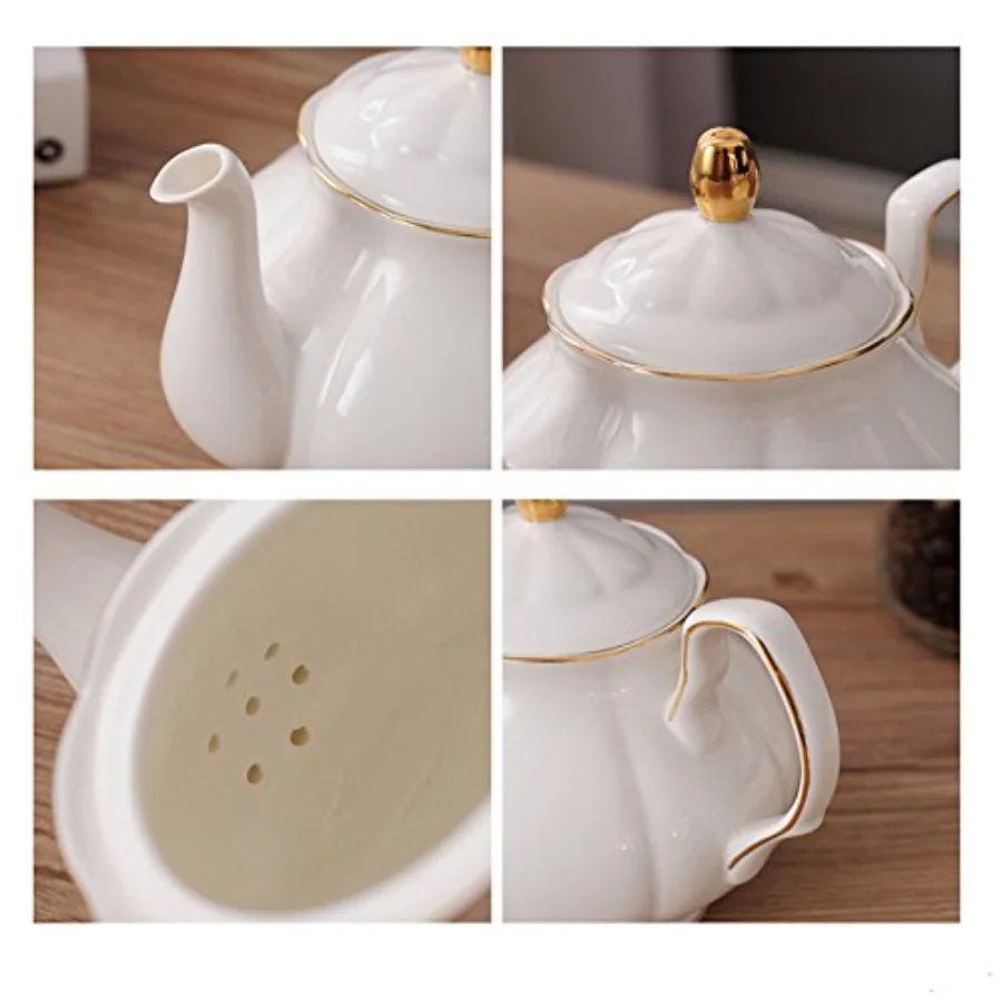 White Ceramic Tea Set (5Pc)