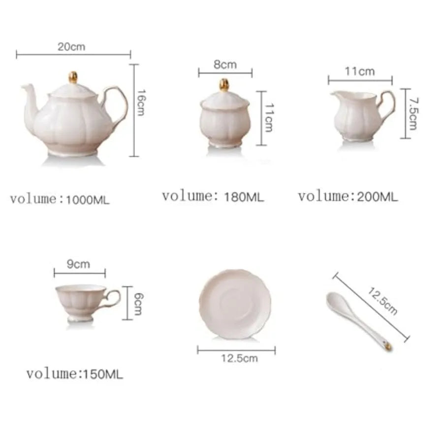 White Ceramic Tea Set (5Pc)