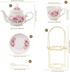 Porcelain Tea Set with Rack (20Pc)