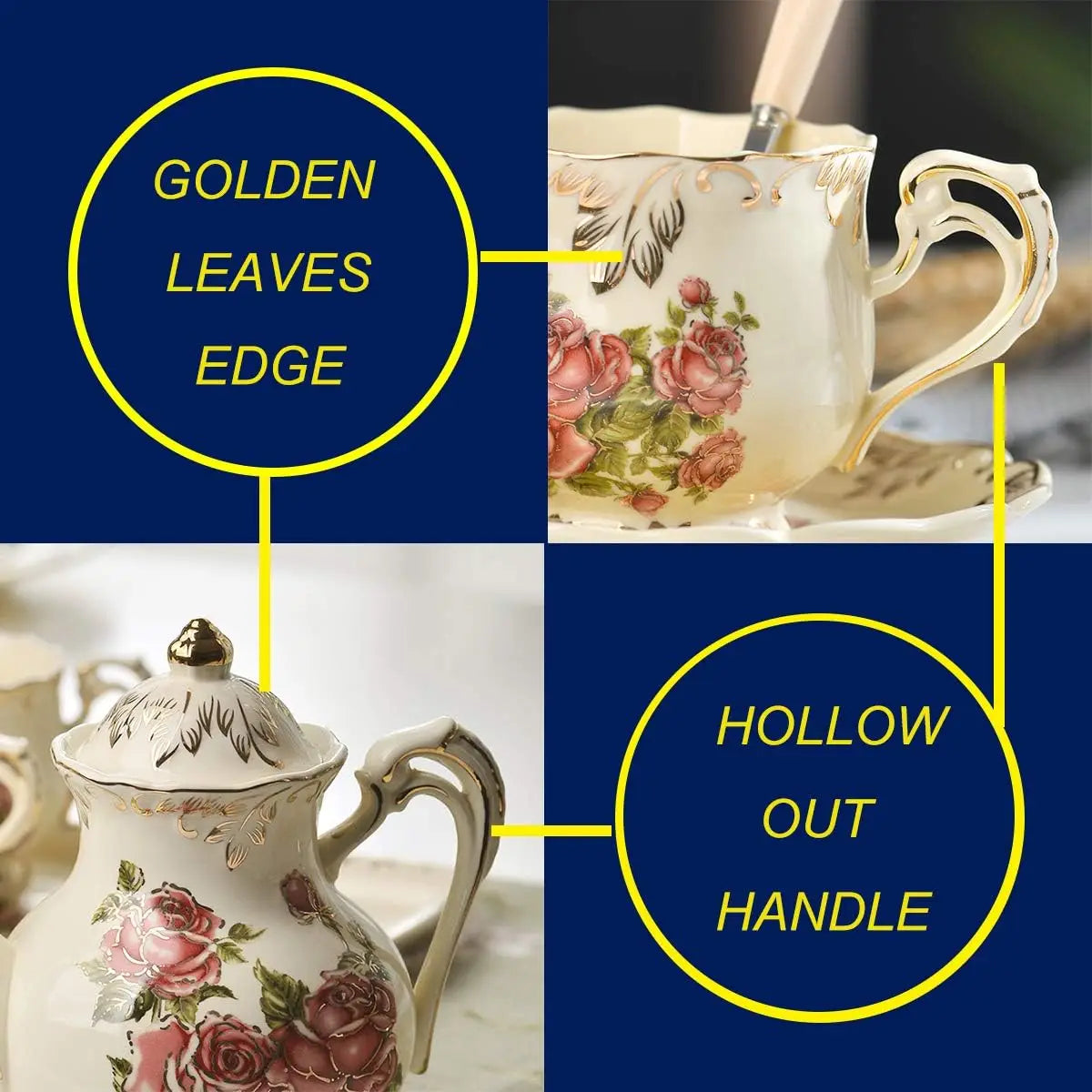 Vintage Rose Tea Set (4Pc)