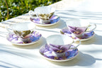 Purple Bone China Tea Set (9Pc)
