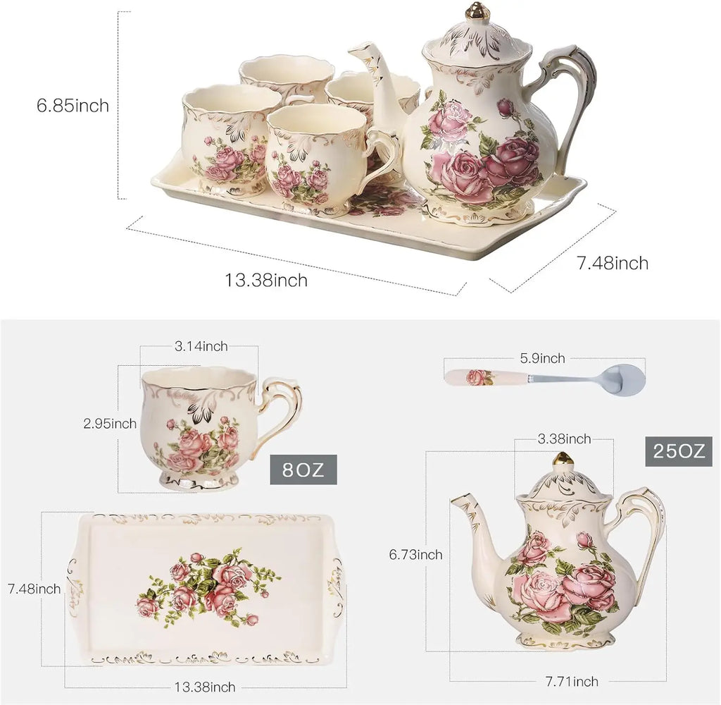 Vintage Rose Tea Set (4Pc)
