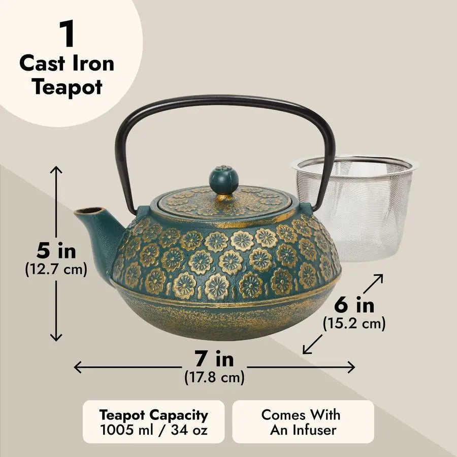 Cast Iron Teapot with Infuser (34oz)