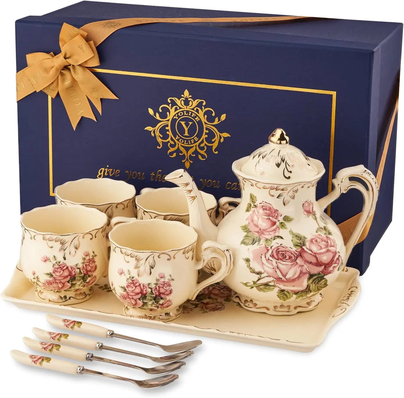Vintage Rose Tea Set (4Pc)
