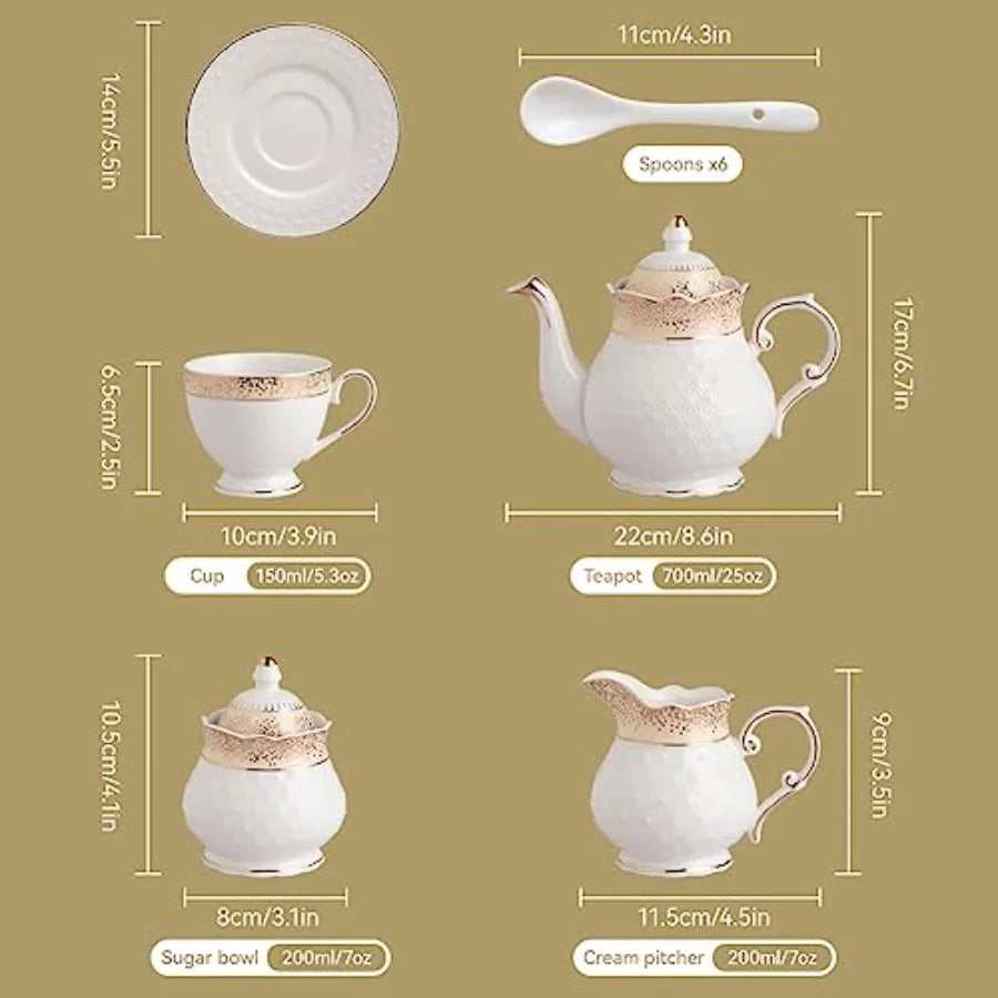 Gold Trim Tea Set (2Pc)