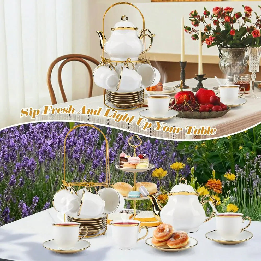 Gold Flower Tea Set (20Pc)