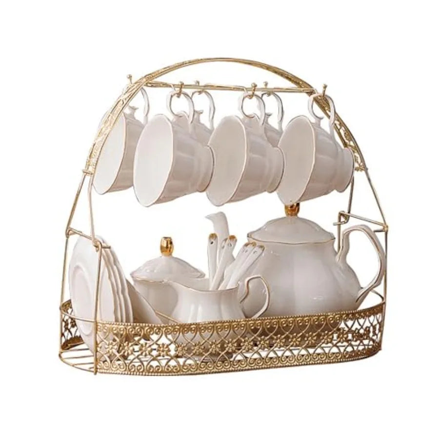 White Ceramic Tea Set (5Pc)
