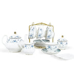 Blue Rose Porcelain Tea Set (15Pc)
