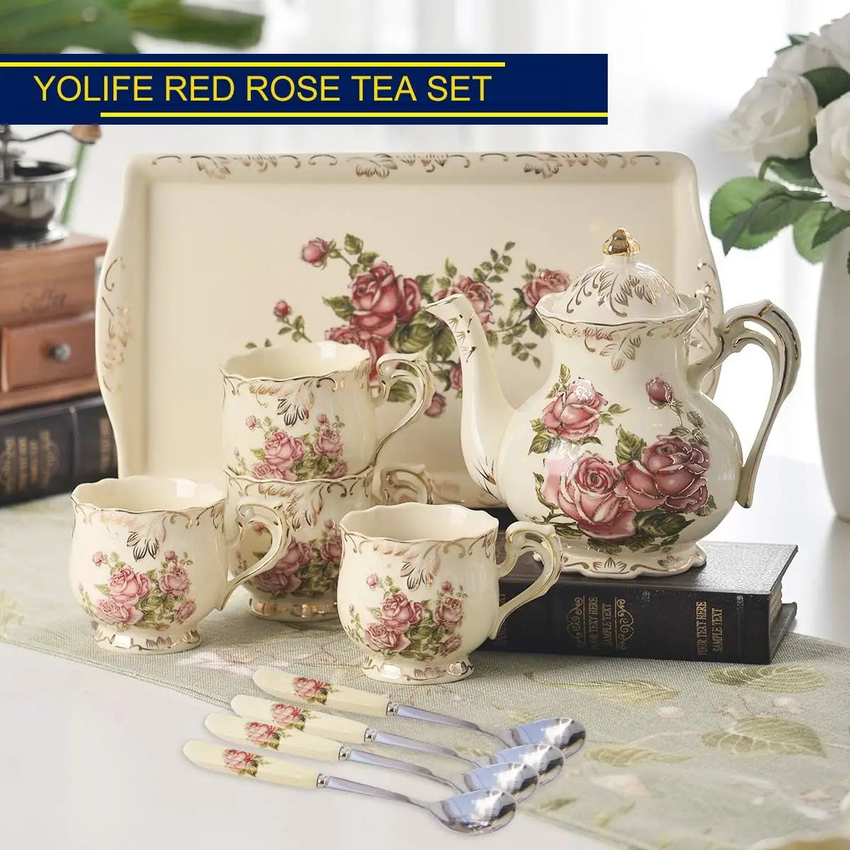 Vintage Rose Tea Set (4Pc)