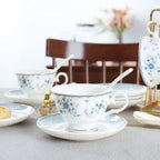 Blue Rose Porcelain Tea Set (15Pc)