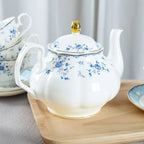 Blue Rose Porcelain Tea Set (15Pc)
