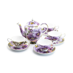 Purple Bone China Tea Set (9Pc)