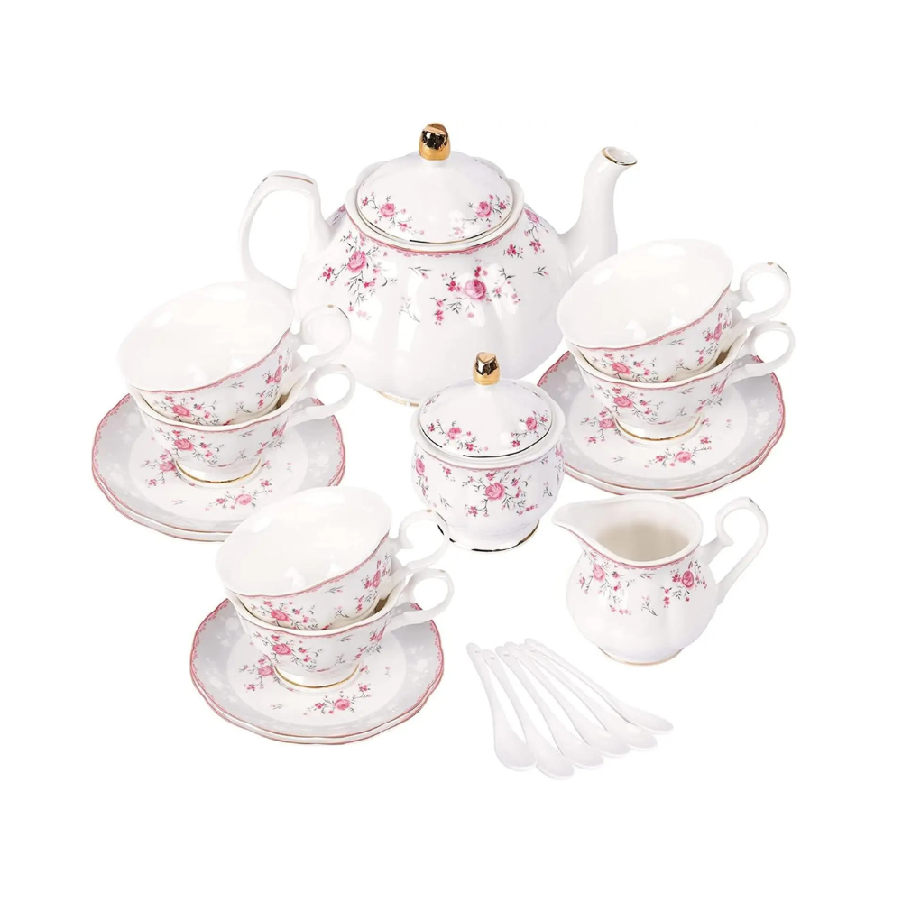 Pink Rose Tea Set (6Pc)